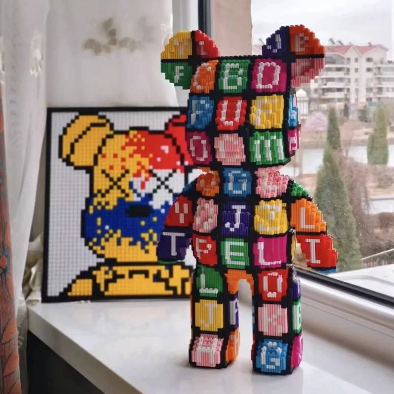 

43 см Kawaii Violent Bear Half Anatomy Bear Fluid Art Bear Строительные блоки Кирпичная фигурка Модель Мини-кирпичи Игрушки для подарка на день рождения