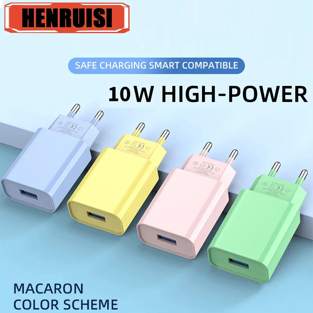 USB 10W High Power 2A Current Fast Charging Mobile Phone Wall Adapter Charger For iPhone 15 14 Pro Max Xiaomi 14 Samsung Galaxy