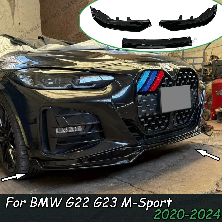 

Передний бампер MP Style автомобиля, разделитель губ для BMW 4 серии G22 G23 M-Sport M440i M440d 430d 430i 2020-2024, спойлер, диффузор, тюнинг