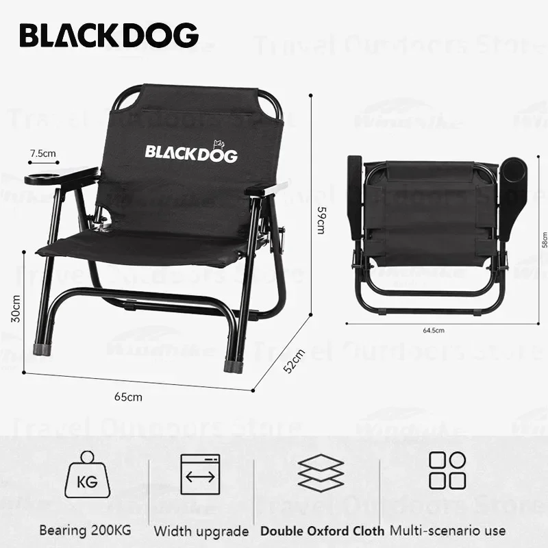 Black Dog Folding Chairs Portable Camping Picnic Fishing Outdoor Garden Terrace 150 Kilos Backrest Comfortable Black Stool Cool