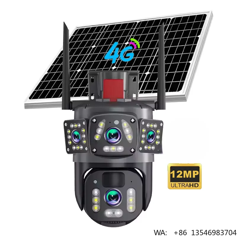 V380PRO 12MP 4G 3Pictures Solar Panel Surveillance Wireless Cameras Outdoor 1080P 12MP Wifi IP CCTV PTZ Security Network Camera