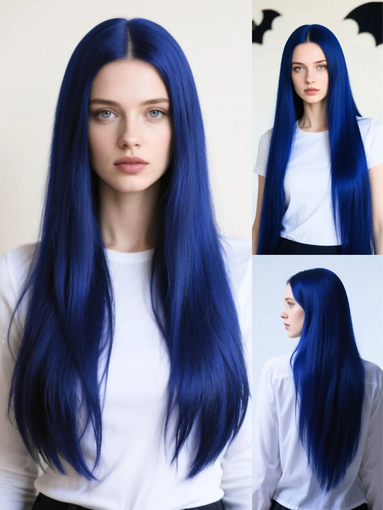 

Парики фронта шнурка 13x4 HD — темно-синие синтетические волосы | Длинные шелковистые прямые 24 дюйма для модных женщин | Предварительно выщипанная линия волос | Ежедневно и