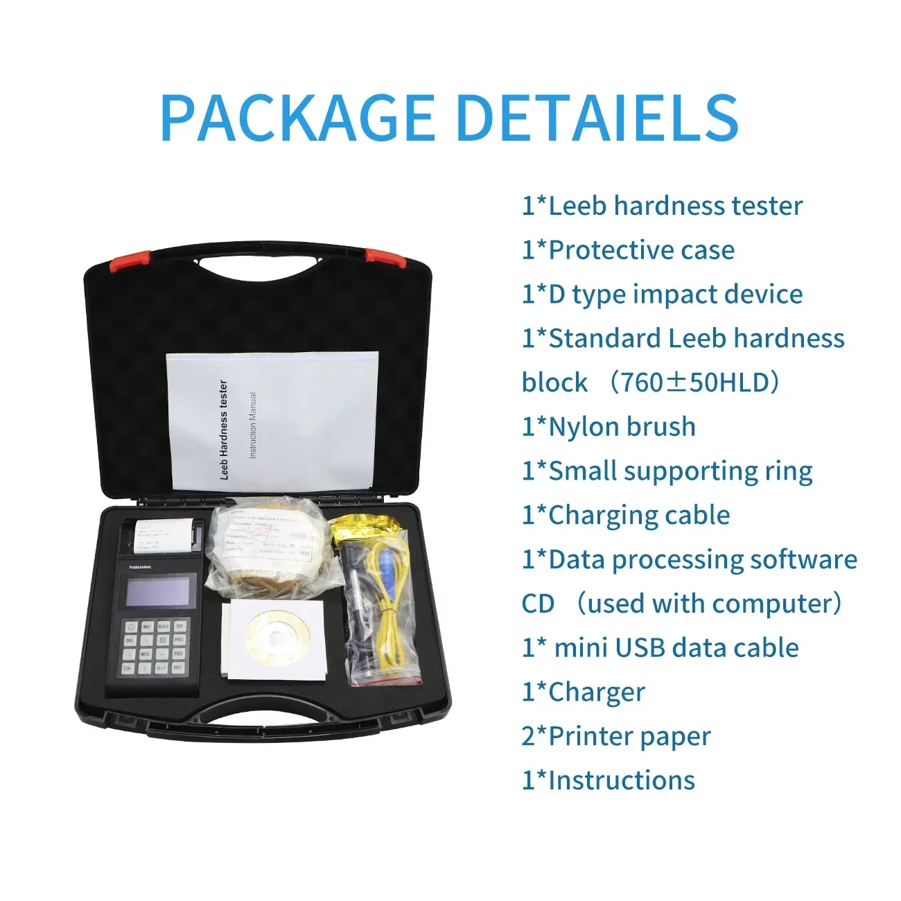 Portable Digital Leeb Hardness Tester With Printer Tester For Metal Materials Durometer Tester Meter SL-160