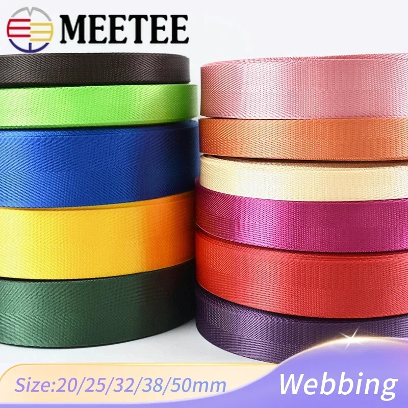 5Meters Meetee 20-50mm Nylon Webbing For Backpack Strap By The Meter Belt Dog Collar Ribbons Binding Tape DIY Sewing Accessories