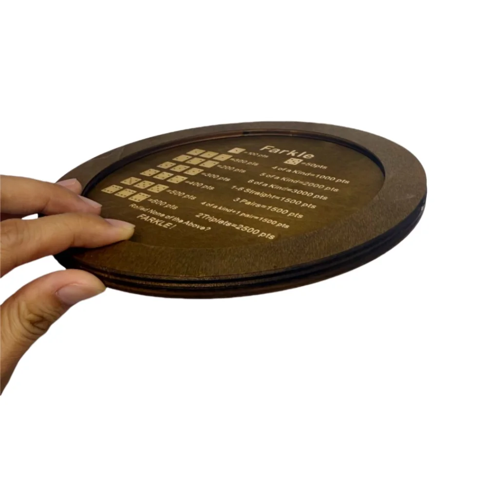 나무 갈색 플레이크 주사위 트레이 1세트 + 주사위 보관 상자 + 주사위 6개(주사위 6가지 색상 사용 가능)