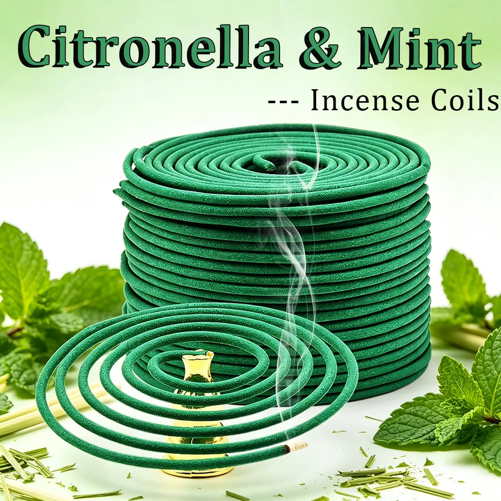 Zitronella- und Minz-Aromatisierte Spiral-Räucherstäbchen, 6 Stück. 3 cm handgemachte Räucherstäbchen mit Zitronengras, Minzblättern und anderen Düften, brennen 3-4 Stunden, leichter und erfrischender Duft, geeignet fü – Detail 4