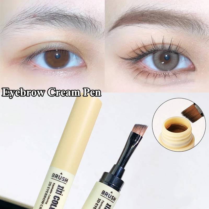 Lápiz de crema impermeable para cejas con pincel, delineador de ojos suave duradero, Gel de contorno a prueba de sudor, Cosméticos de maquillaje coreano, 5 colores