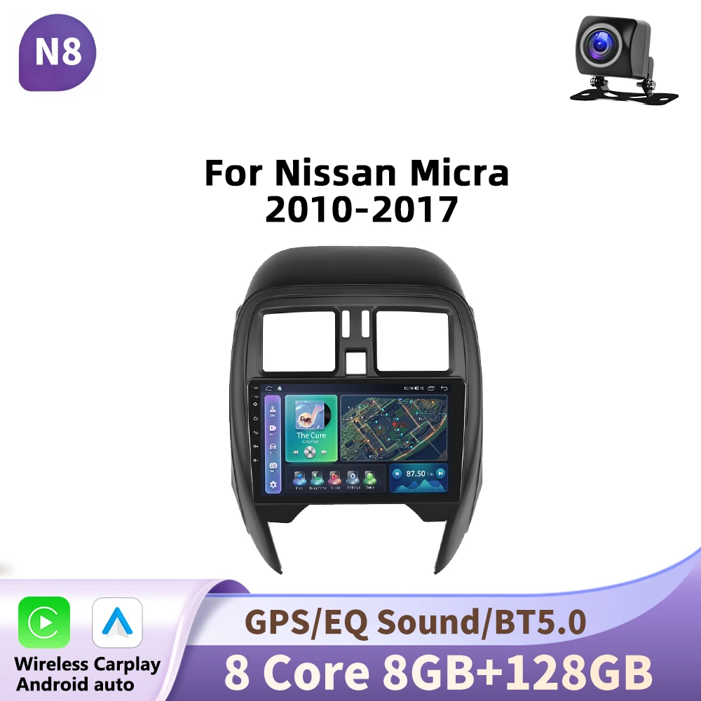 Podofo 9 inch Android autoradio voor Nissan Micca 2010-2017 met multimediaspeler, GPS-navigatie, 2din en Bluetooth