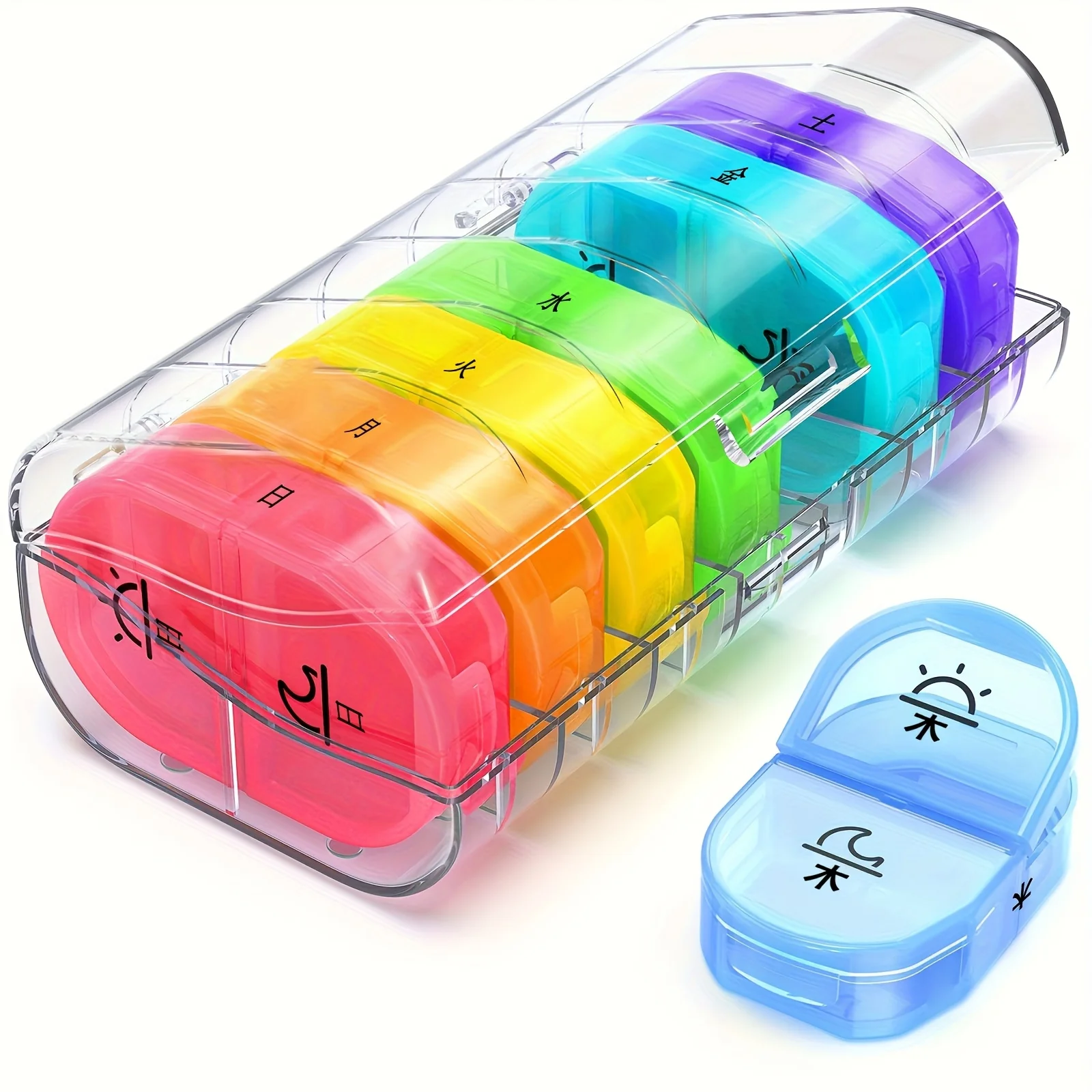 

Японский органайзер для таблеток на 7 дней с 2 отделениями, удобный и влагостойкий контейнер для лекарств