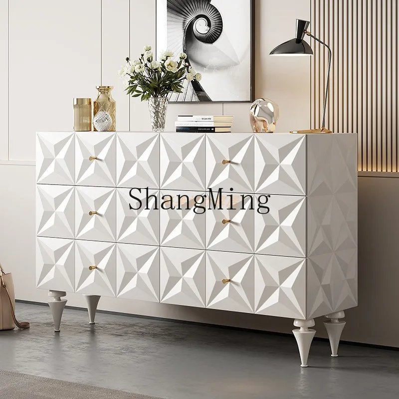 

LXY minimalist bucket cabinet bedroom solid wood decorative cabinet relief high-end model room side cabinet