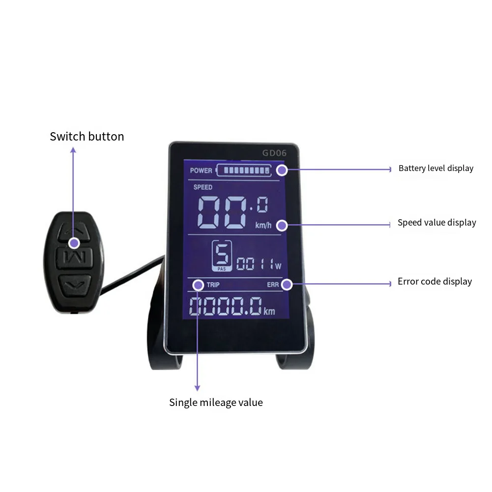 

Для обслуживания электронного велосипеда ЖК-дисплей для электронного велосипеда Водонепроницаемый дисплей Удобный для пользователя велосипедный дисплей Цветной велосипедный компьютер