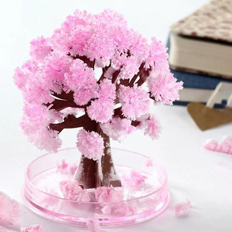 2PCS Crystallized Tree Desktop Ornament Sakura Magically Growing Tree Paper for Home Decoration Kid School Science Novelty Toys