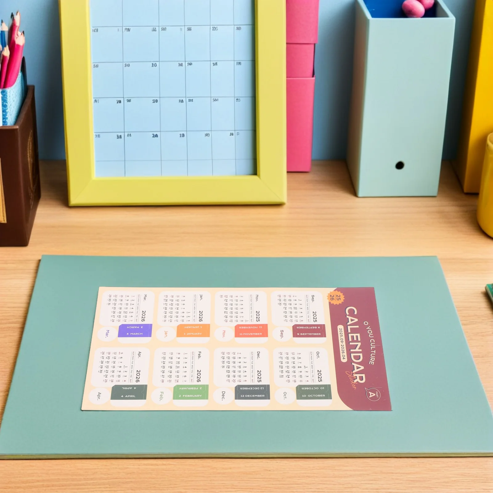 

2026 2 Sheets Colorful Monthly Planner Calendar Stickers Adhesive Index Tabs Schedule Divider Labels For Diary Notebook Supplies