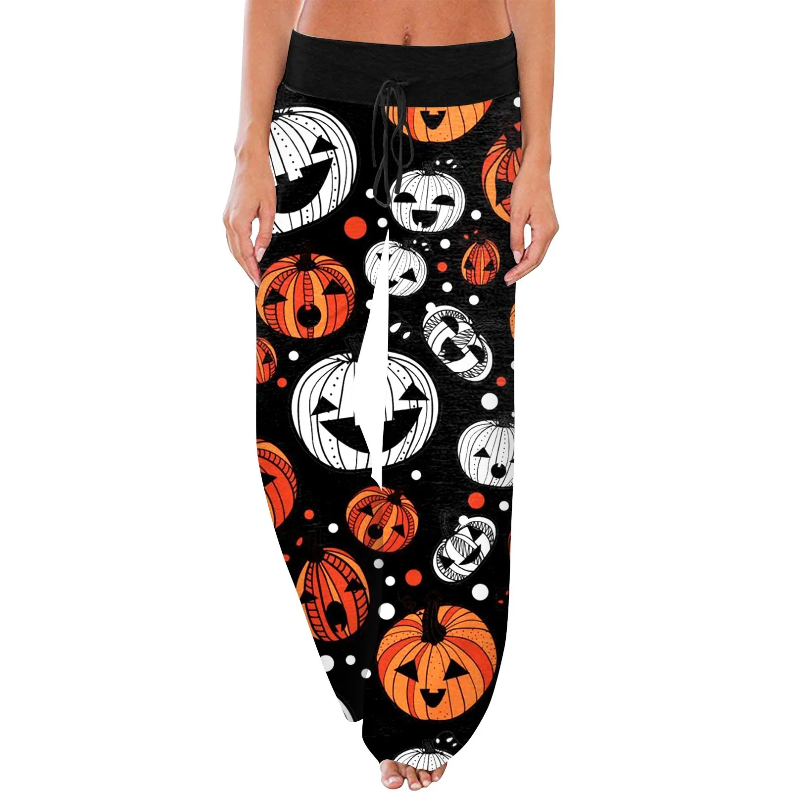 Women\'S Comfy Pajama Pants Pocket Halloween Print Drawstring Wide Leg Pants Home Clothes Women пижама женская хлопок 2024