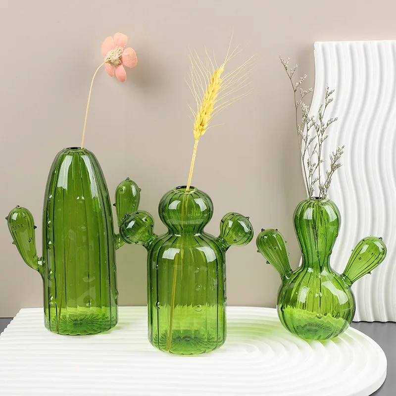 Colourful Glass Vase, Desktop Decorative Item, Cactus Vase, Plant Hydroponic Flower Pot, Living Room and Bedroom Decorative Item