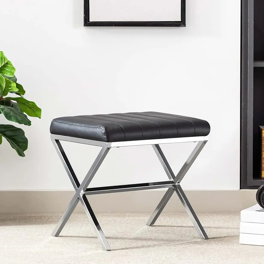 

Vanity Stool,Modern PU Leather Ottoman Stool Chair for Vanity,Rectangle Makeup Stool Padded Vanity Seat Foot Rest forMakeup Room