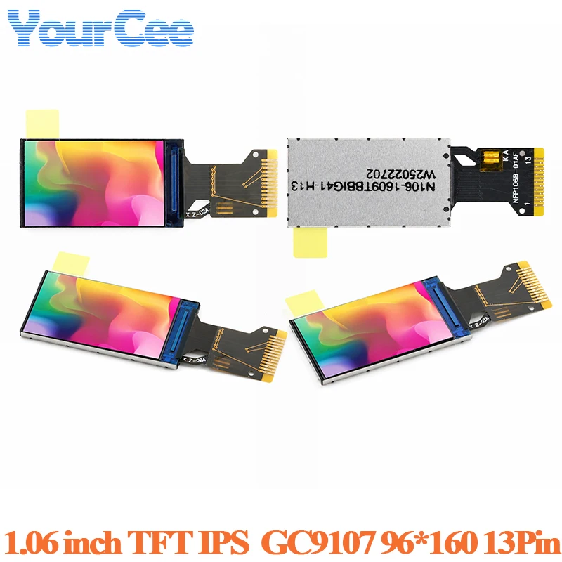 1,06-дюймовый TFT-дисплей HD IPS LCD, полноцветный экран без корпуса, 1,06 дюйма, драйвер GC9107, последовательный порт, экран 96*160, 96x160, 13-контактный, тип с пайкой