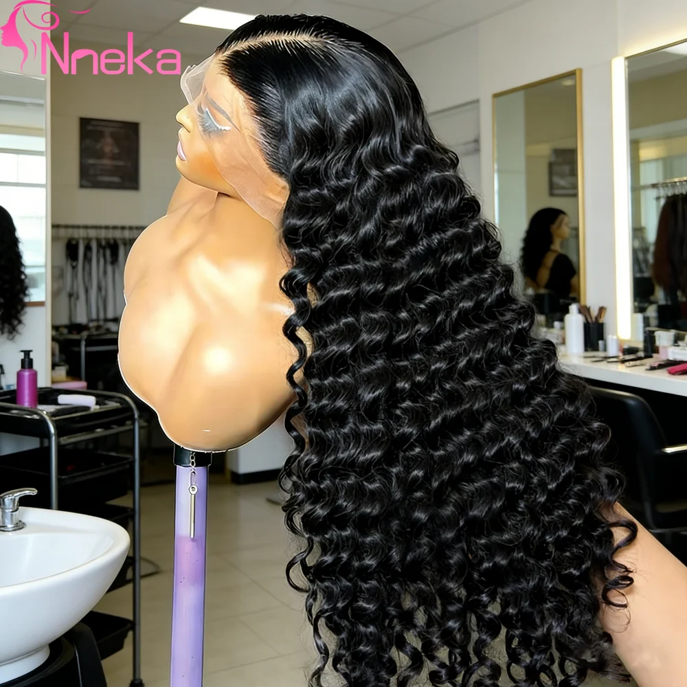 Perruque en cheveux humains brésiliens ondulés lâches de 30 à 40 pouces, avec dentelle frontale 13x6, perruque frontale HD 13x4, perruques bouclées pour femmes