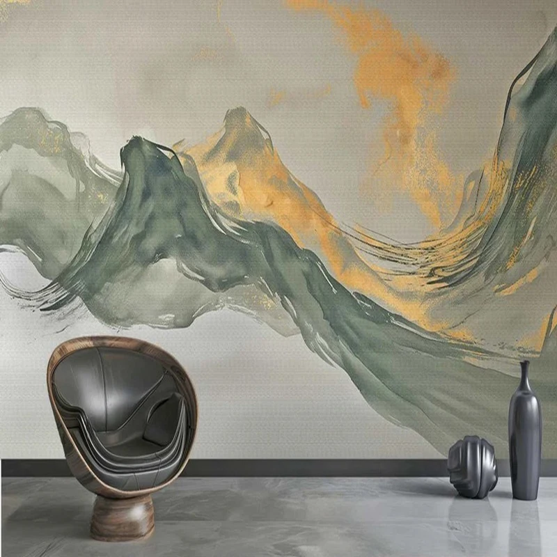 Papel Pintado New Chinese Style Photo Mural Ink Oil Painting Abstract Mountain Painting Wallpaper Hallway Background Home Decor
