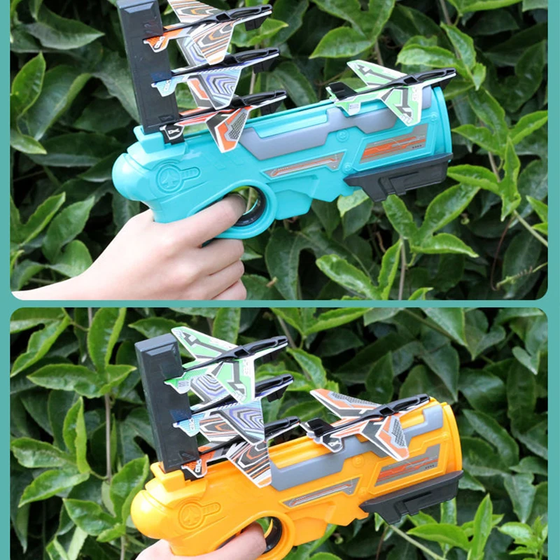 New Catapult Plane Airplane Launcher Gun Toy Set Outdoor Aircraft for Children Airplane Catapult Gun Shooting Girl Boy Gift Toys