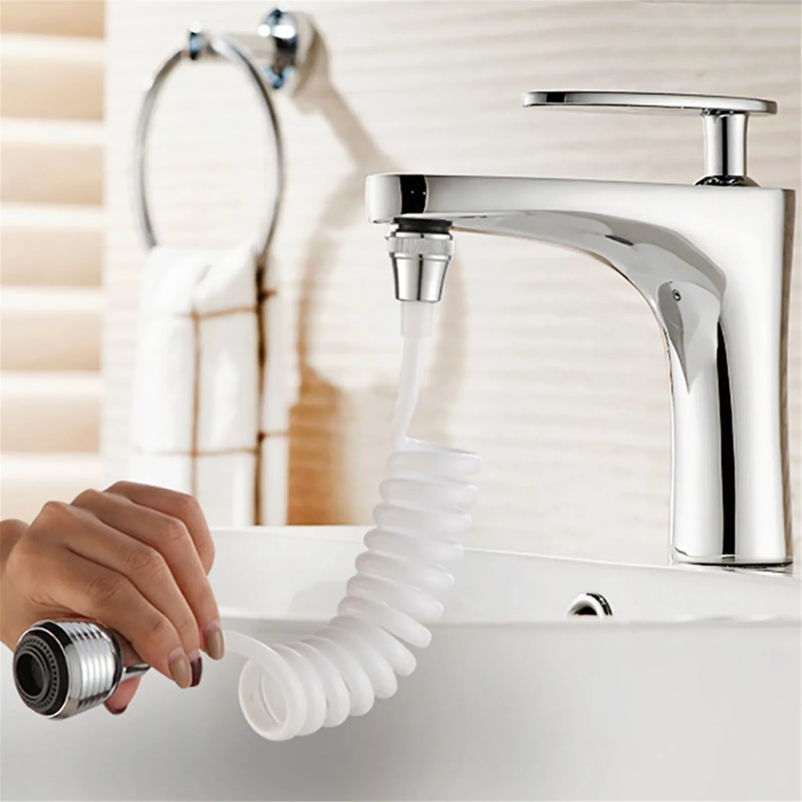 Kitchen Faucet Extension Device Retractable Faucet Sprayer Head Water Tap Nozzle Universal Household Bathroom Tap Extend Devices