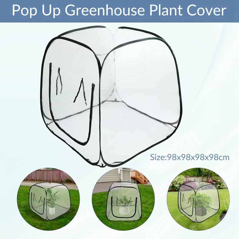 Up Greenhouse Plant Cover Transparent Greenhouse PVC Tent With Roll-Up Zipper Entry Doors For Protecting Plant