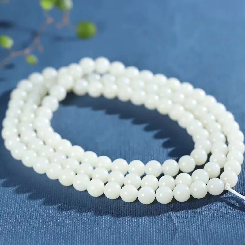 

Natural Xinjiang Hetian Yumida Material Jue Suet Simple Bracelet 108 Bead Necklace Multi-Purpose Men and Women