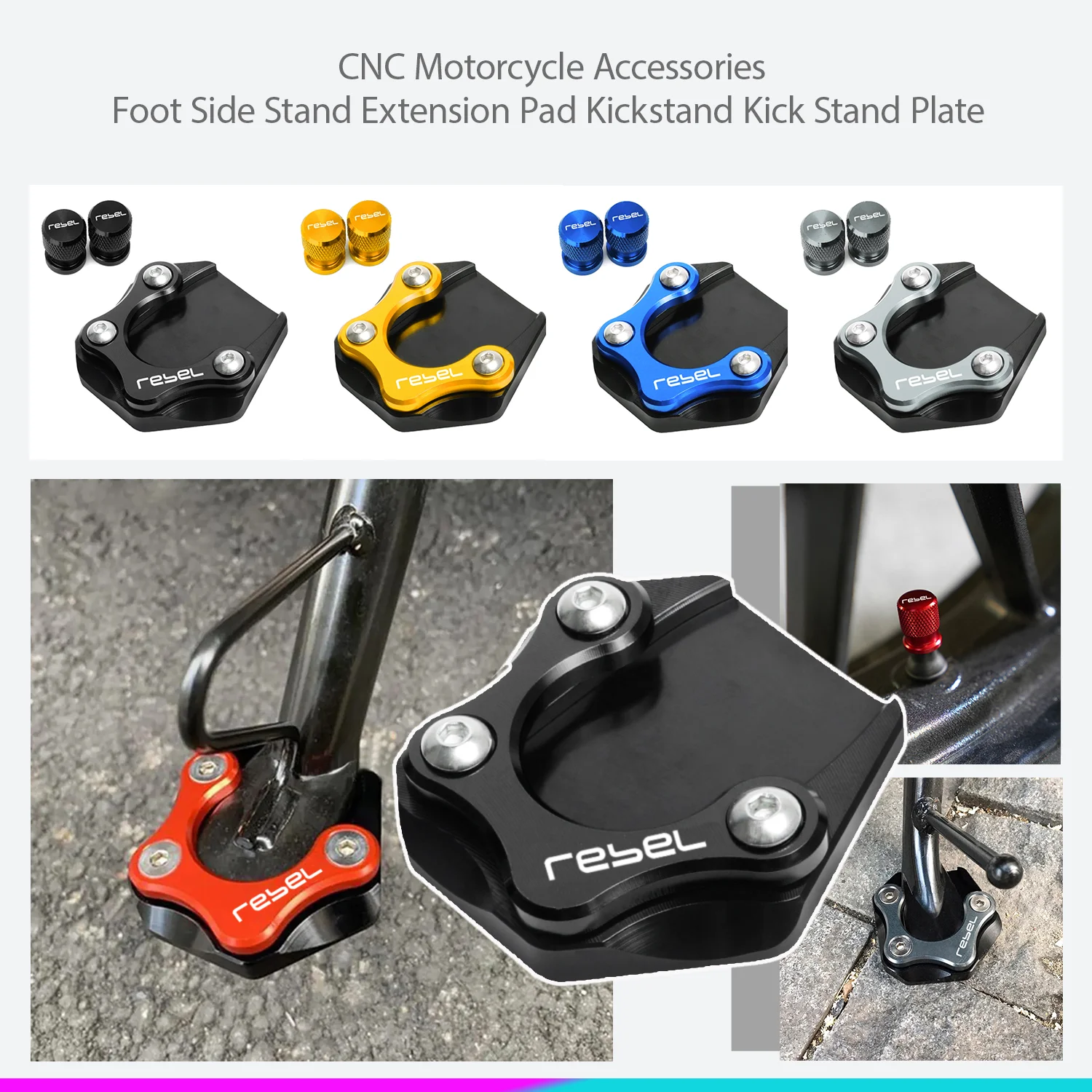 For Honda Rebel 500 250 Motorcycle Side Stand Foot Enlarger Plate Pad Kickstand Support Pad Shell Cover  Rebel 300 CMX 500 CMX30