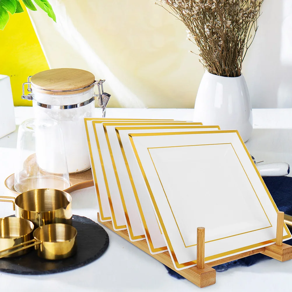 

2pcs Bamboo Dish Drying Rack Draining Shelf for Home Kitchen Plate Holder Storage Multifunctional Utensil ganizer