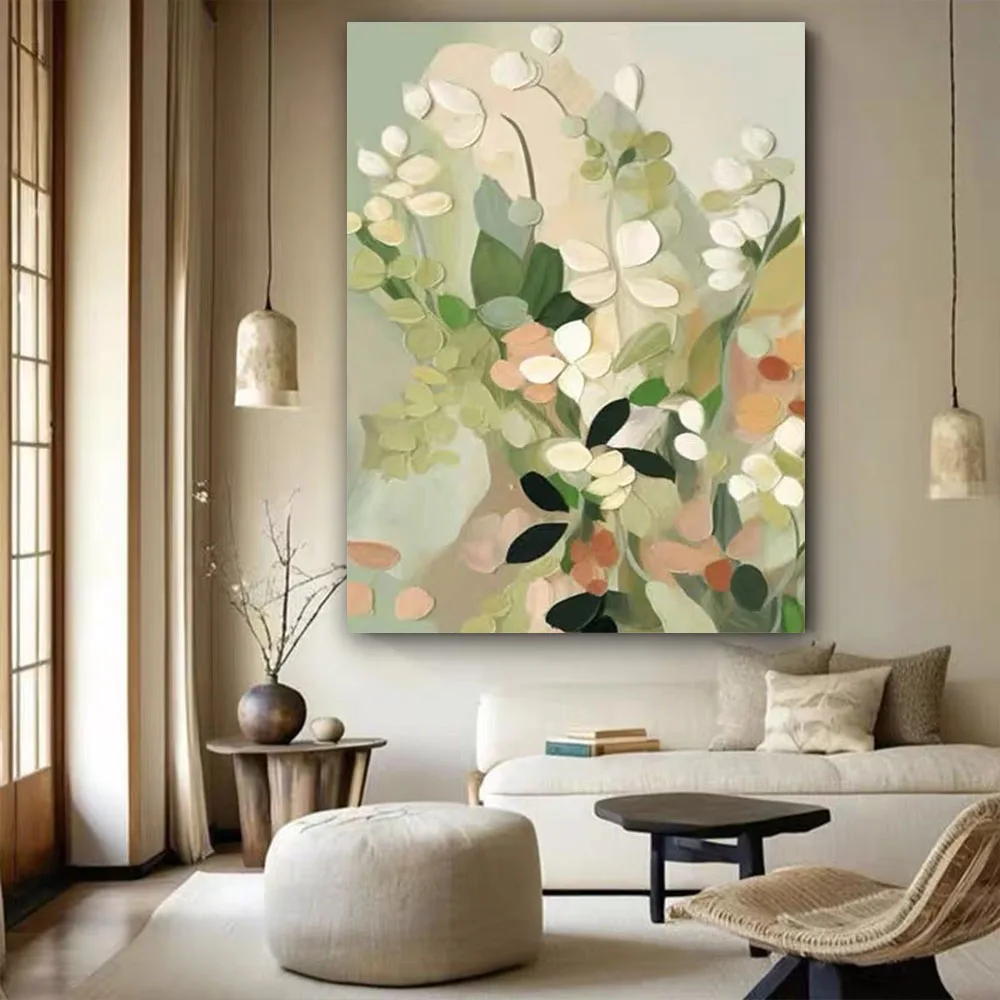 

100% Handmade Abstract Knife Flowers Oil Painting On Canvas Wall Art Large Salon Forest Poster Decor Living Room Pattern Mural