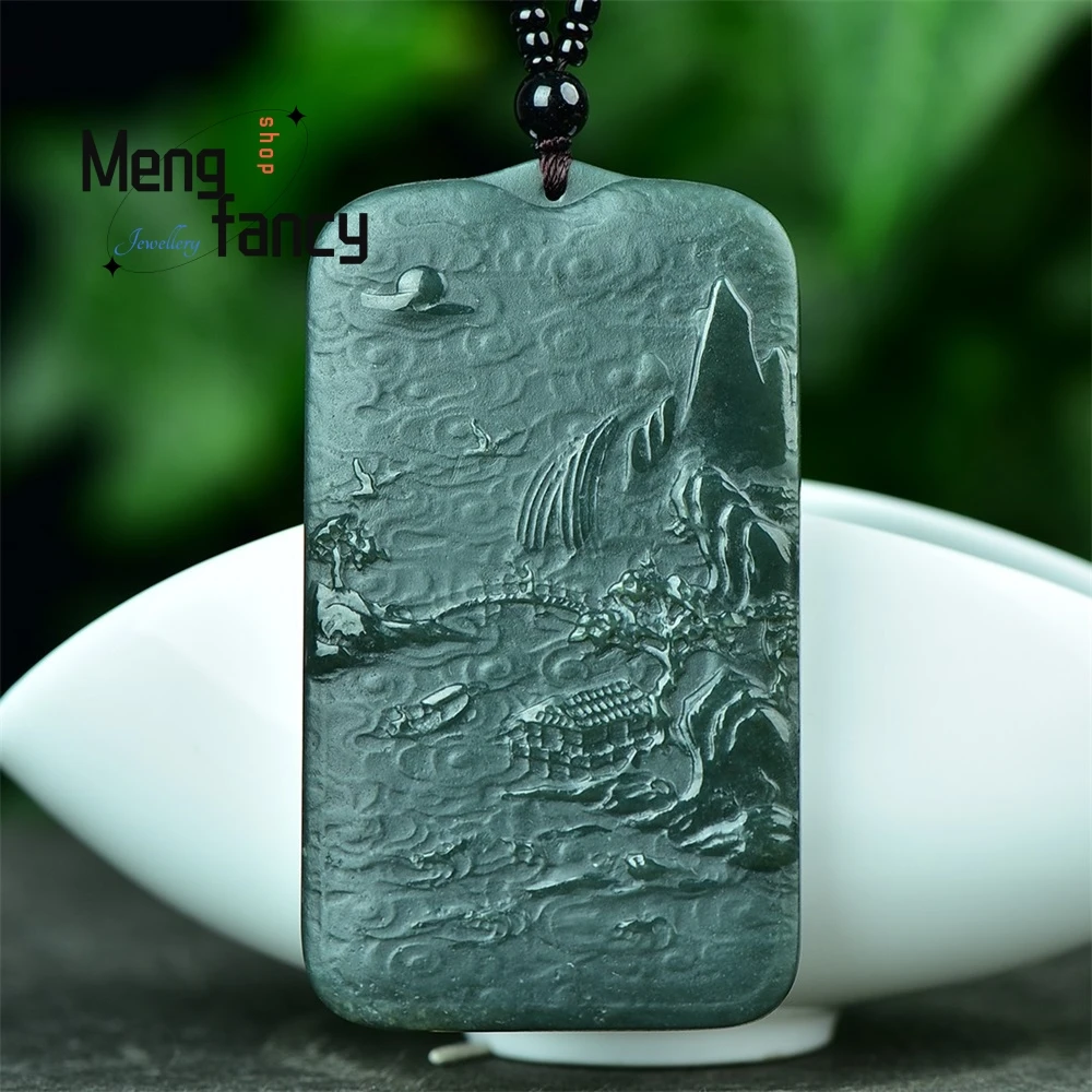 Amuletos budistas de Jade verde de Hetian, colgante Popular de la marca Avalokitesvara, joyería fina a la moda, regalo de vacaciones