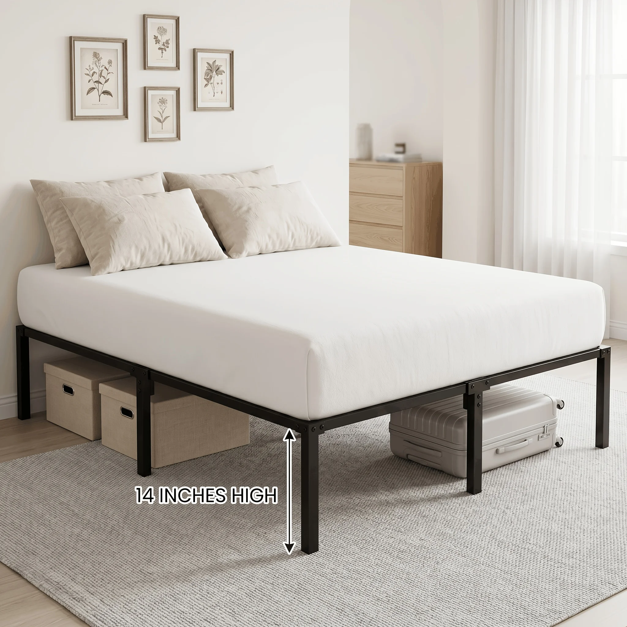 Black Sturdy Metal Bed Frame 14