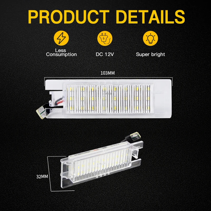 2PCS Rear OEM LED License Plate Light Bulbs For Opel Corsa C 2001-2006 D 2006-2011 E 2014-2019 Astra H 2004-2010 K 2015-2021 - view 2