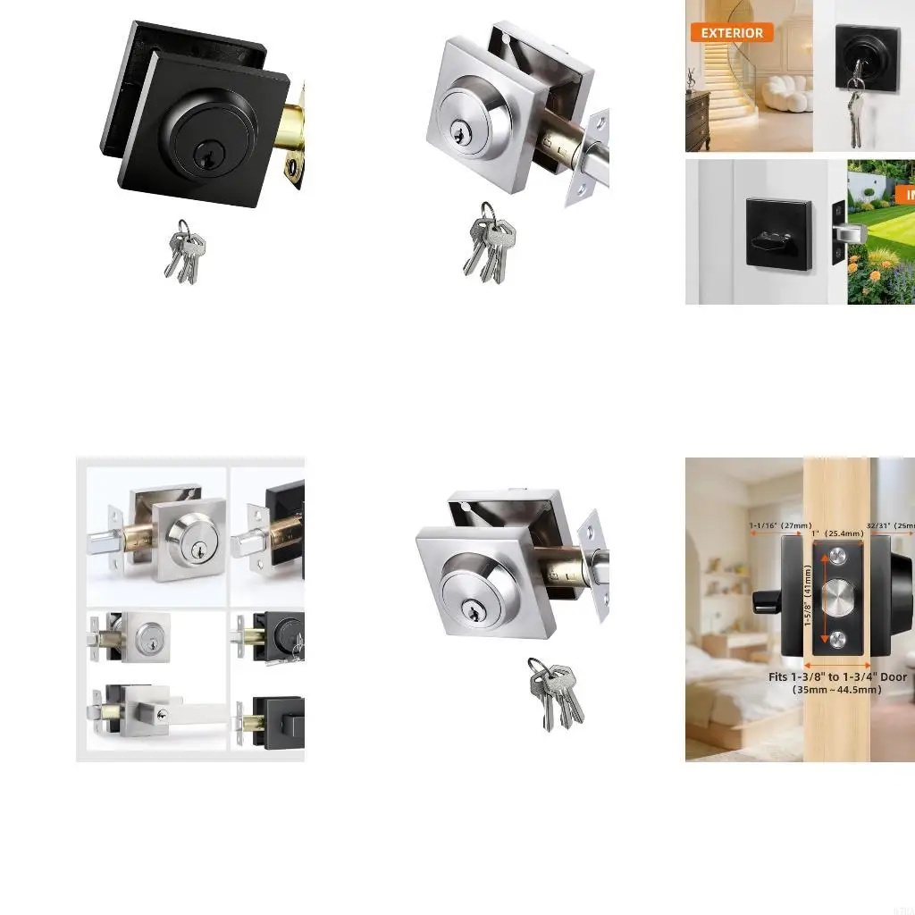 Residential Entry Lock, Square Front Door Hardware with Thumbturn and Standard Fit for Home Entry Update Home Use 87HA