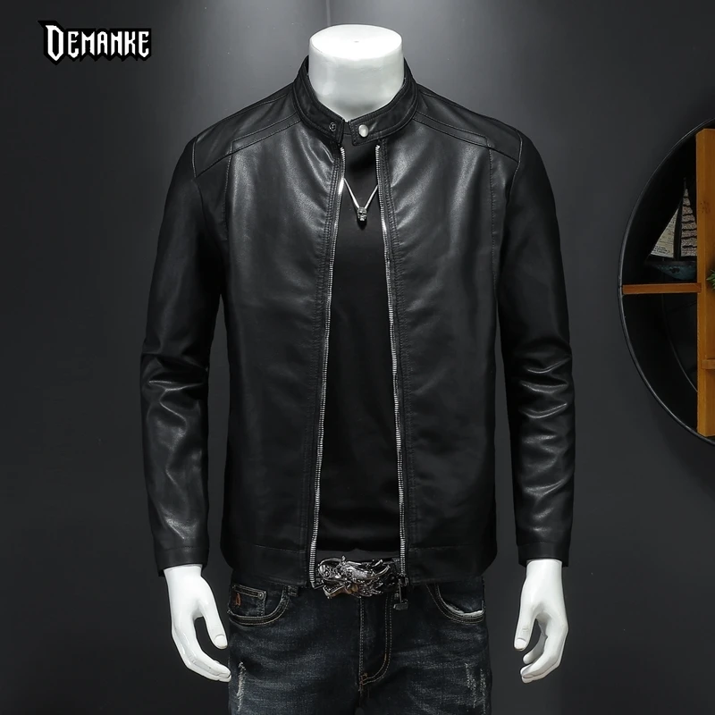 

2023 Autumn Faux Leather Jacket Motorcycle Men's Jackets White Jaqueta De Couro Masculina Outwear Male PU Coats 5XL