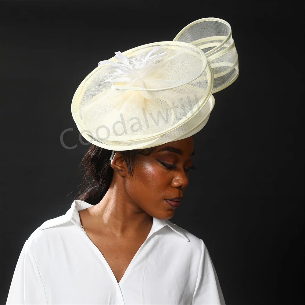 New Mesh Tea Party Fascinator Hat Women Church Occasion Chapeau Cap Kentucky Derby Event Headpiece Bride Wedding Millinery Cap