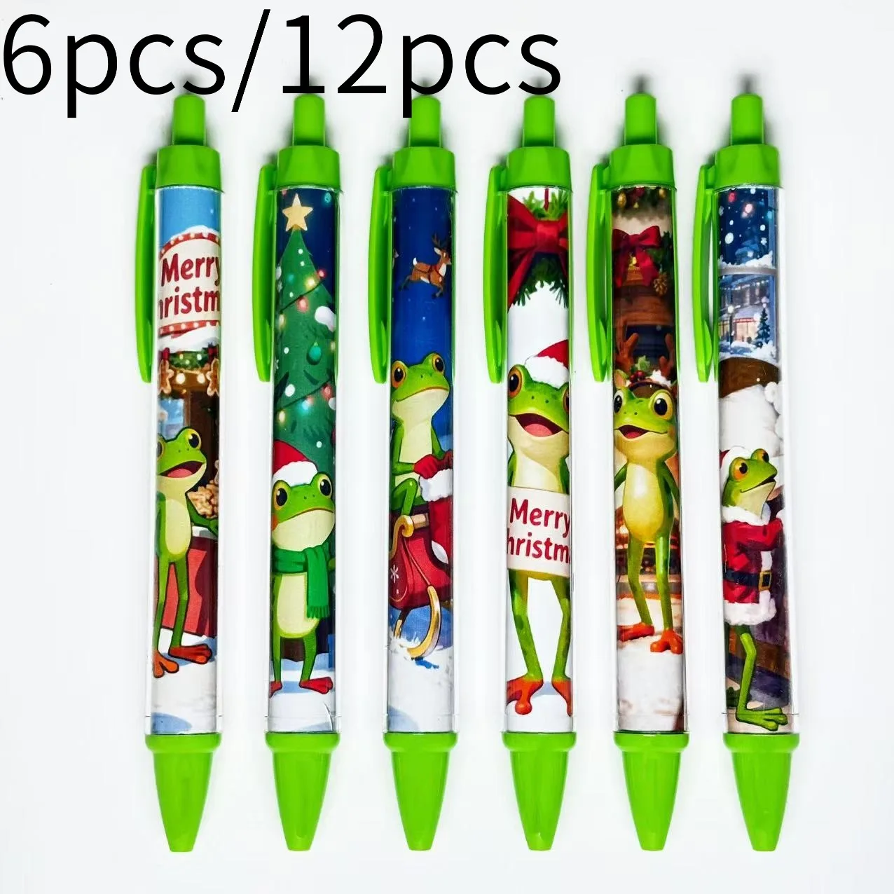 6 Stück/12 Stück kreative Kugelschreiber mit Froschmotiv, Weihnachtskostüm-Kugelschreiber für Schüler und Lehrer