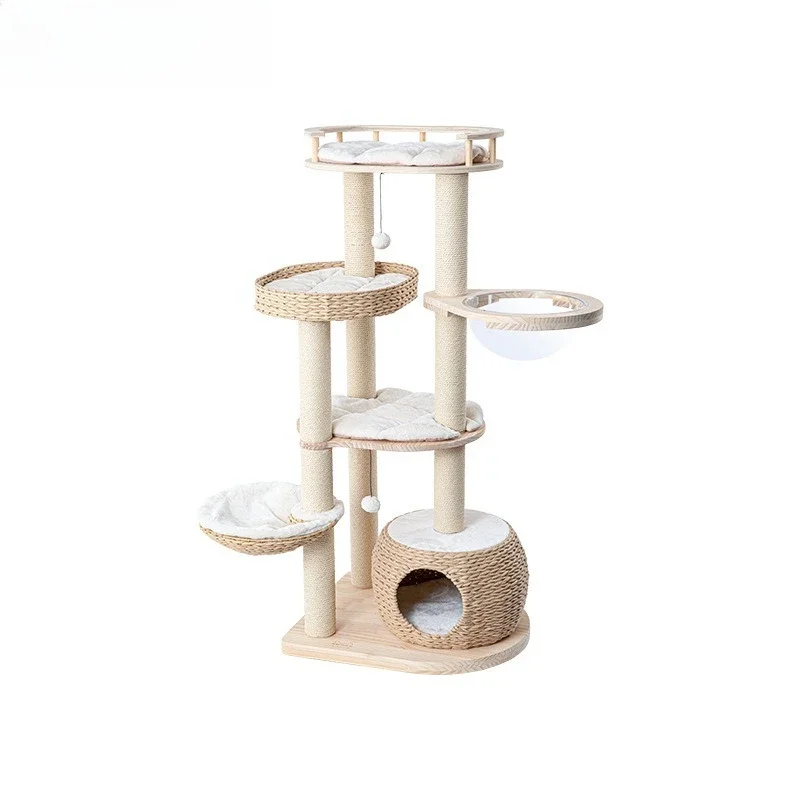 Climbing frame cat nest cat tree integrated, solid wood imported pine cat frame