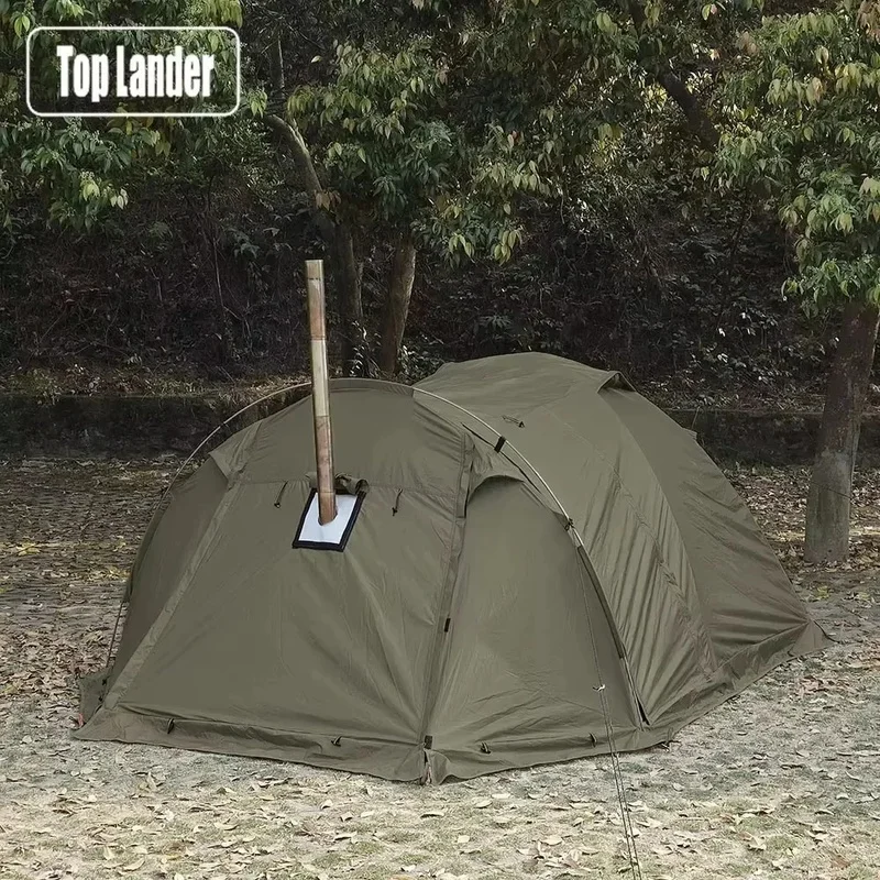 Extendable Dome Tunnel Camping Tent, Double Layer Room & Hall Rainproof Shelter, Flame Retardant