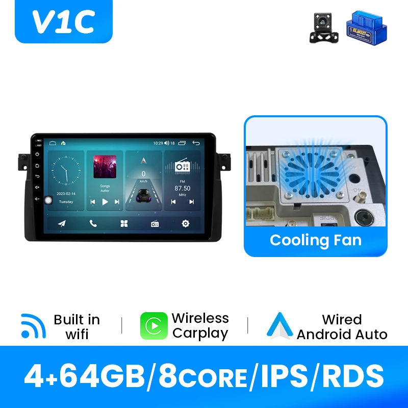Draadloze Carplay Android 14 Autoradio Speler Voor BMW E46 M3 318/320/325/330/335 GPS Navigatie IPS Multimedia DSP 4G Wifi RDS