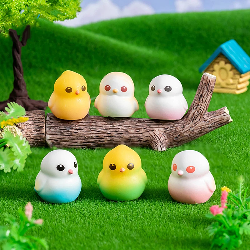 Cute Mini Round Rolling Bird Ornament Figurines Micro Landscape Dollhouse Home Craft Decorations DIY Fairy Garden Accessories