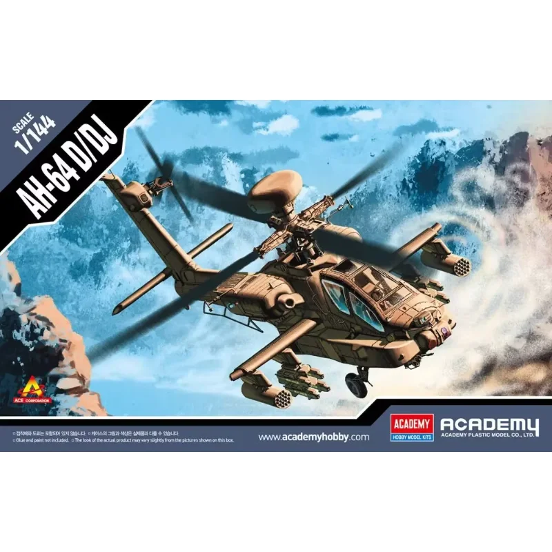 1/144 Academy Model 12625 Kit de modelo a escala de avión de montaje de buque gunship americano AH-64D