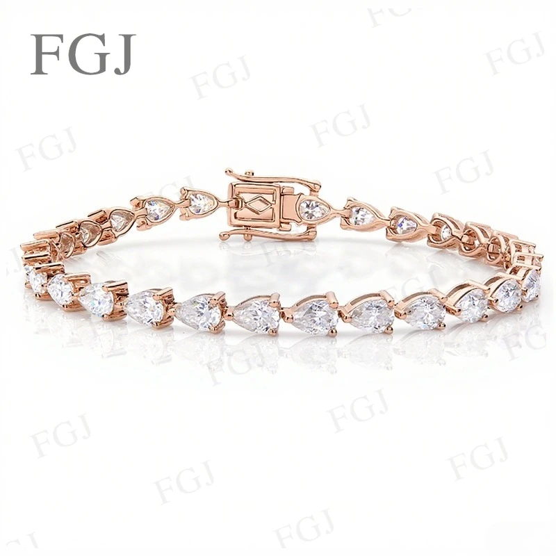 

925 Sterling Silver D Color VVS1 Moissanite Bracelet Pear 3x5mm With GRA Hip-Hop Tennis Bracelet Party Jewelry For Women Men
