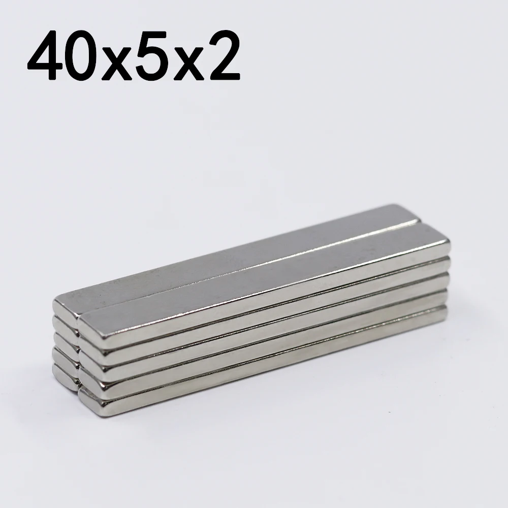 2/5/10/50Pcs 40x5x2 Neodymium Magnet 40mm x 5mm x2mm N35 NdFeB Block Super Powerful Strong Permanent Magnetic imanes