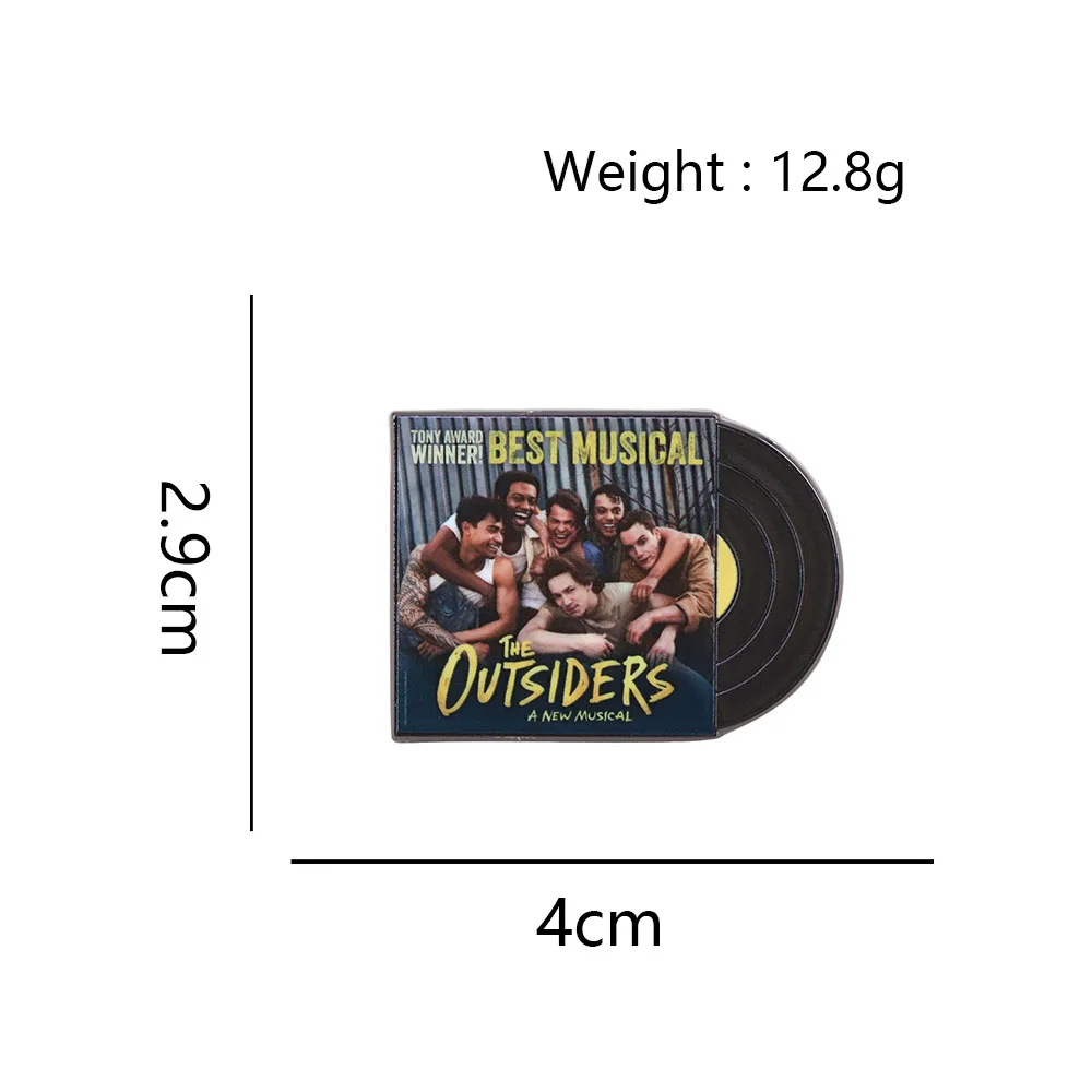 The Outsiders Record Shaped Metal Badge Classic Musical Group Portrait Lapel Pin Vinyl Record Badge Musical Enthusiasts Collect view 5