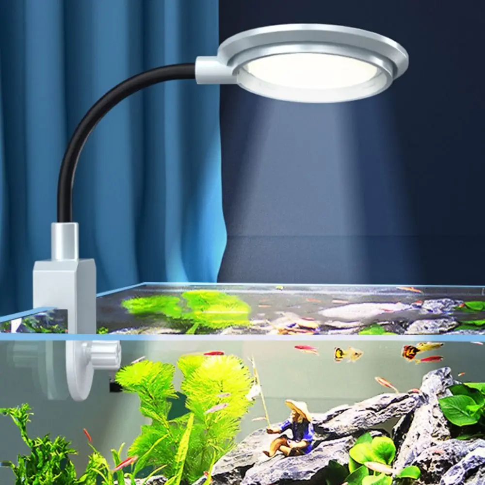 Clipe de luz led para tanque de peixes, à prova d'água, pequeno, durável, tira de luz cob, iluminação rotativa usb, luz de grama de água, tanque de peixes