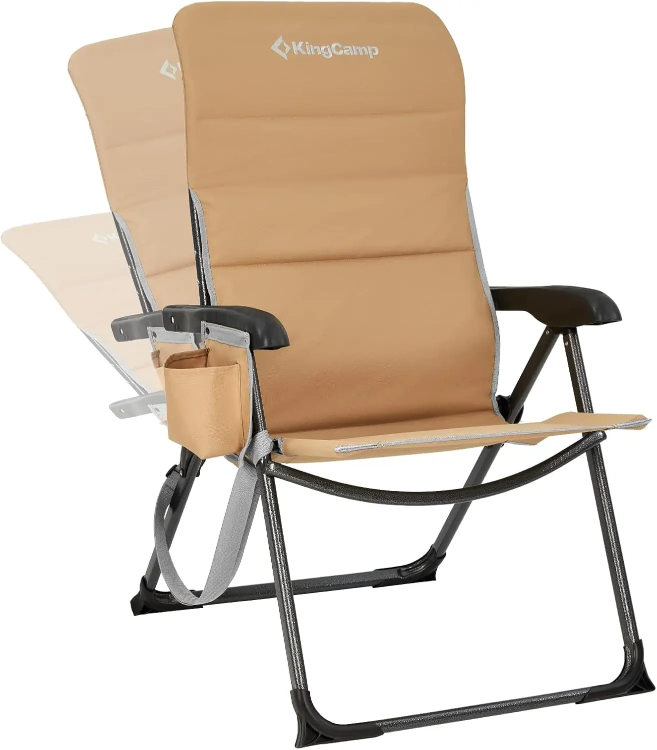 

Reclining Camping Folding Chair, Padded Lumbar Support Heavy Duty High Back Adults Chairs with Carry Strap Pocket