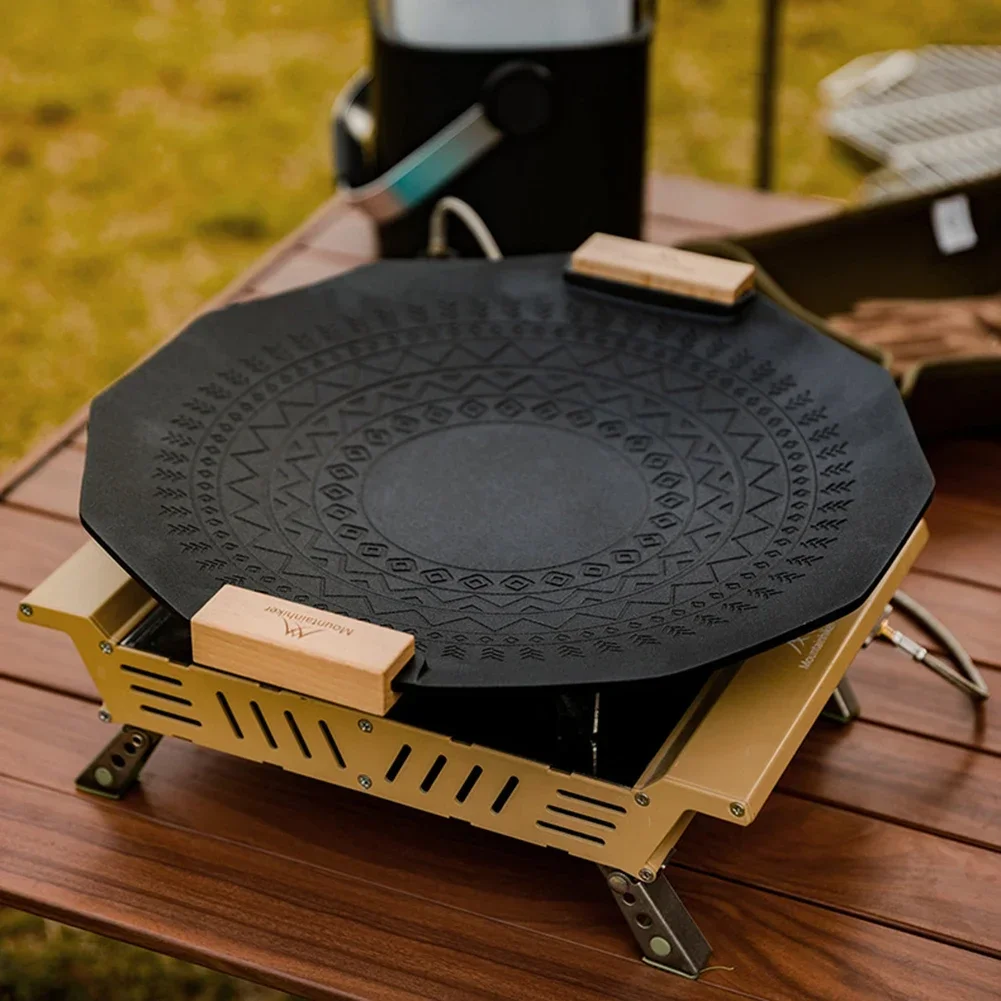 

Portable Barbecue Plate Uniform Heating Outdoor BBQ Grill Plate with Anti Scald Handle Anti Slip Base for Camping Hiking Travel