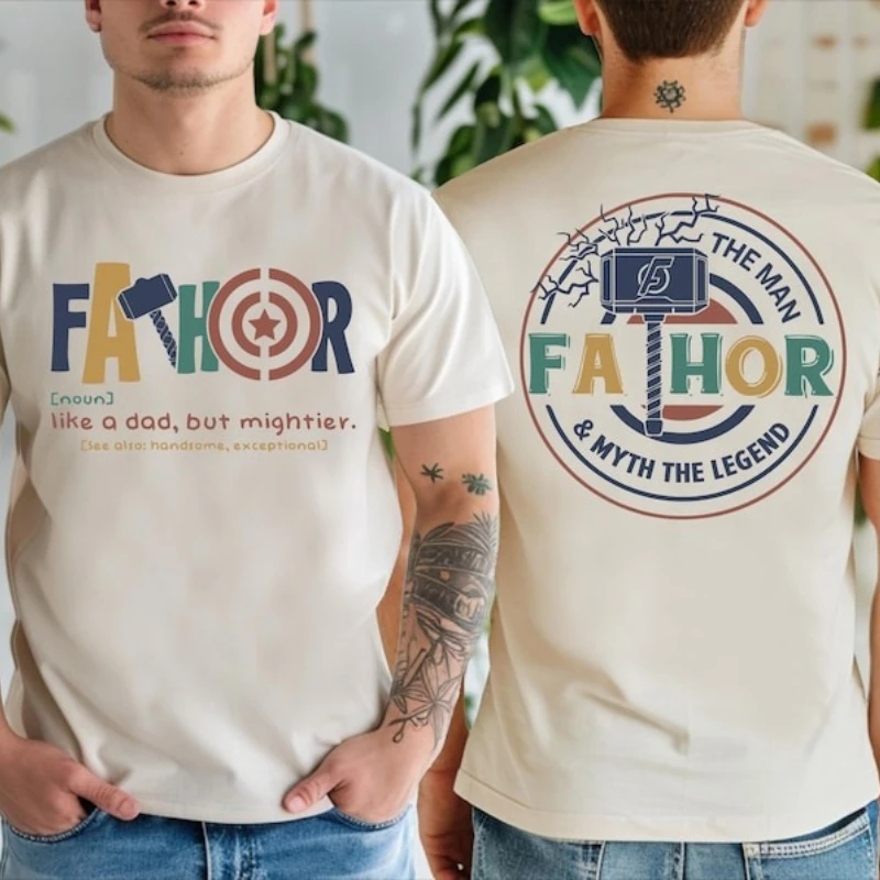 

Fatho Mighty Fathers Day Gift Shirt Fan Dad Tee To Be Printed Tshirt Tops Casual Style Regular Short Sleeve Parent-child Outfits