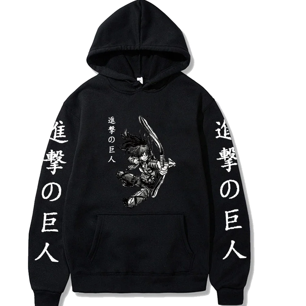 Harajuku Anime Attack On Titan Sasha Braus Printed Hooded Autumn Fleece Hot Manga Hoodies Comfortable Sweatshirt Unisex